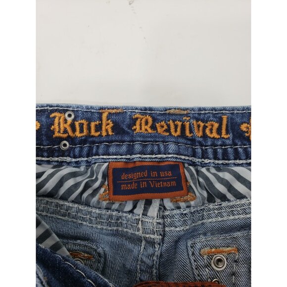 Rock Revival Women’s Erin S400 Blue Denim Faded Skinny Leg Jeans Size 27 - Picture 3 of 16